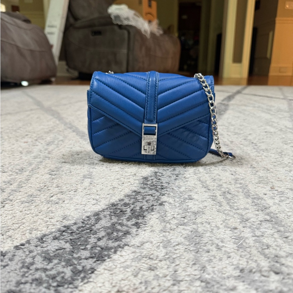 Blue Quilted Chain Shoulder Bag